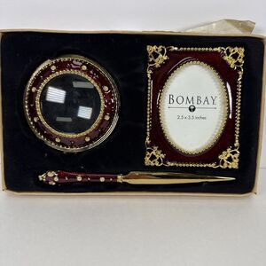 Bombay Elegant Red/Gold Hinged Picture Frame 2.5 x 3.5 With Envelope Opener